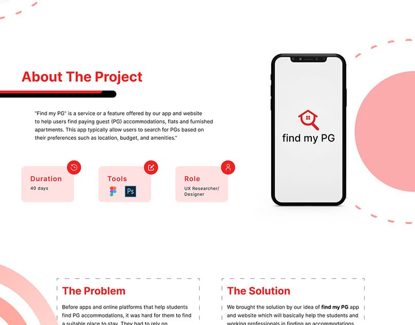 Find my PG UX/UI Case study